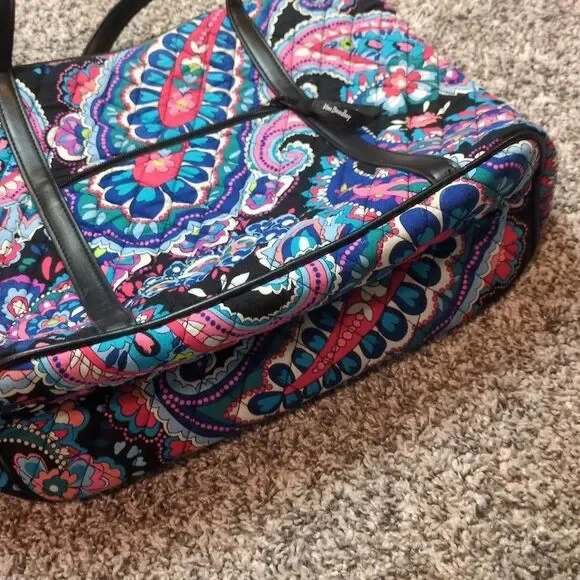Vera Bradley Lighten Up Vera Large Zip Tote Bag Paisley Blue Pink - Picture 6 of 6